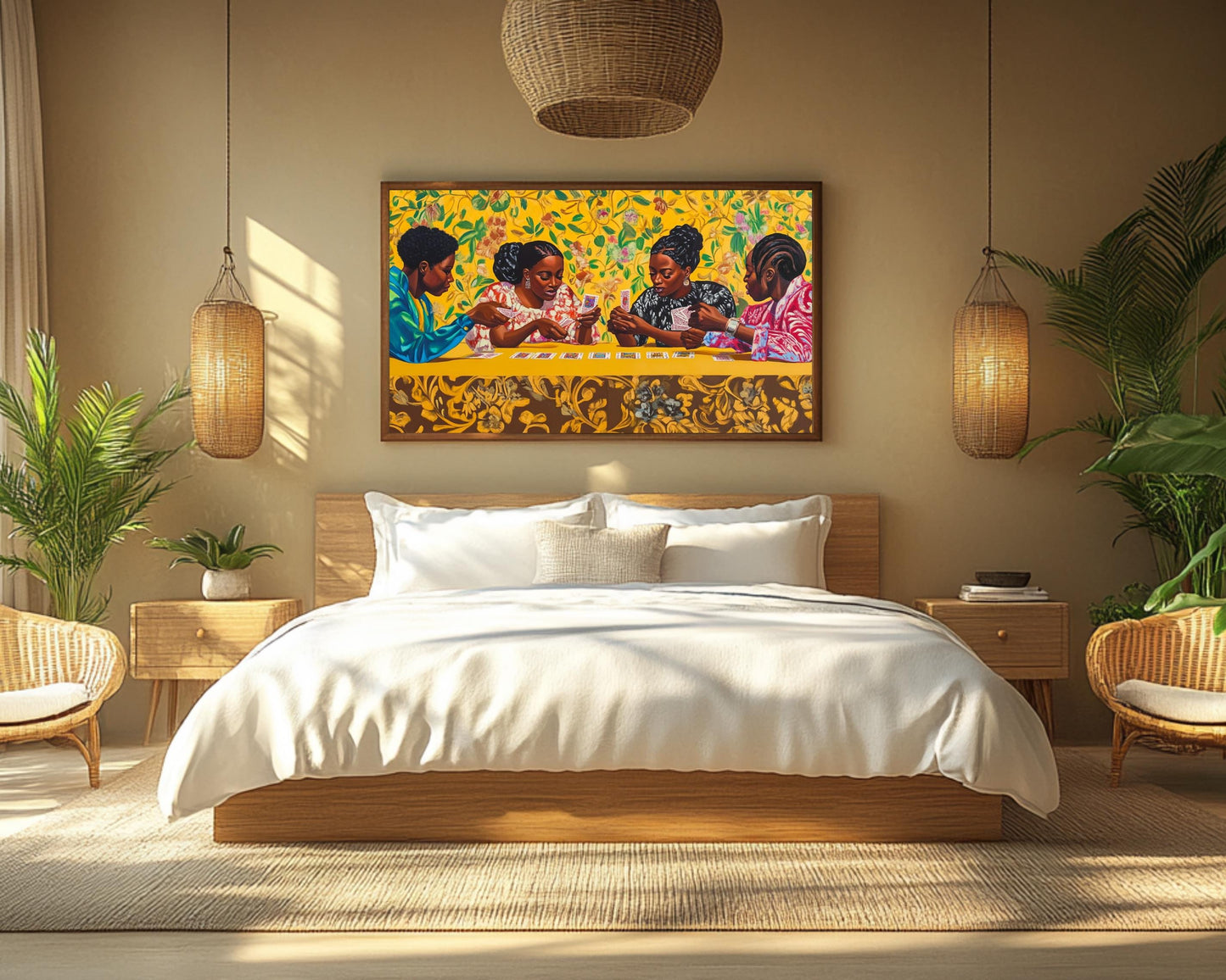 Young Black Women Playing Cards | African American Art | Vibrant Social Canvas Print | Melanin Wall Art | Modern Home Decor