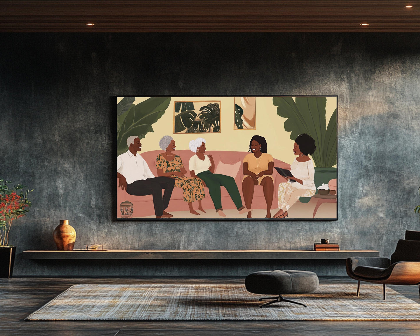 Multi-Generational Black Family Gathering | African American Art | Warm Family Canvas Print | Melanin Wall Art | Home Decor