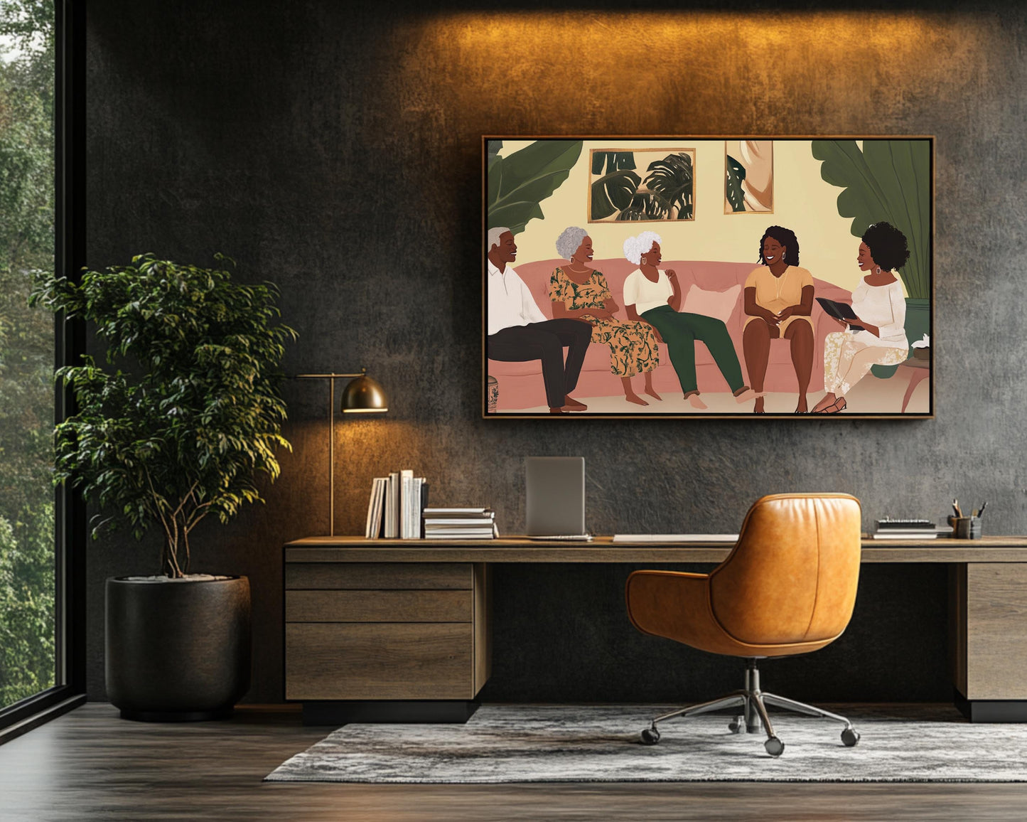 Multi-Generational Black Family Gathering | African American Art | Warm Family Canvas Print | Melanin Wall Art | Home Decor