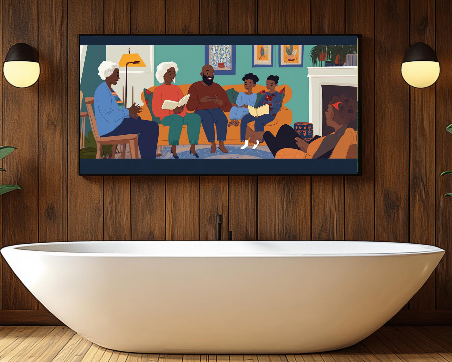 Black Family Storytime | African American Art | Cozy Family Canvas Print | Melanin Wall Art | Living Room Decor