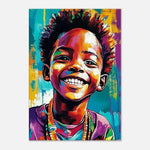 Young Black Boy with Fish African American Joyful Wall Art