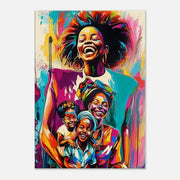 Joyful Black Family Black family wall art canvas print by MoomZee Artwork