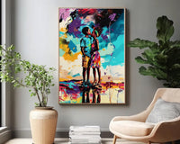 Vibrant canvas art featuring an African American woman, ideal for stylish african american wall art decor.