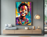 Young Black Boy with Fish African American Joyful Wall Art