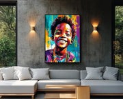 Young Black Boy with Fish African American Joyful Wall Art