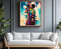 Vibrant abstract canvas art featuring a silhouette, perfect for enhancing any space as african american wall art.