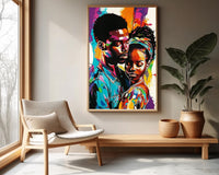 Vibrant abstract canvas art featuring bold colors, perfect as African American wall art for contemporary decor.