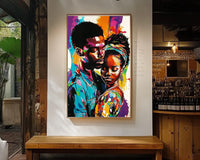 Colorful abstract canvas art featuring vibrant shapes, perfect as African American wall art for modern decor.