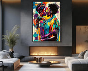 Romantic Black Couple Black love wall art canvas print by MoomZee Artwork