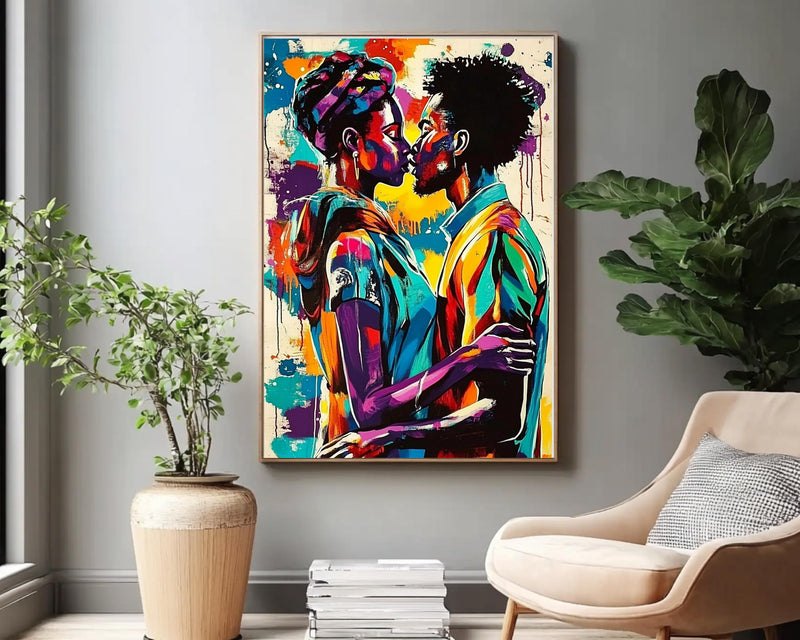 Romantic Black Couple African American Wall Art