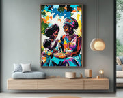 Black Family Meal Black kitchen wall art artwork view