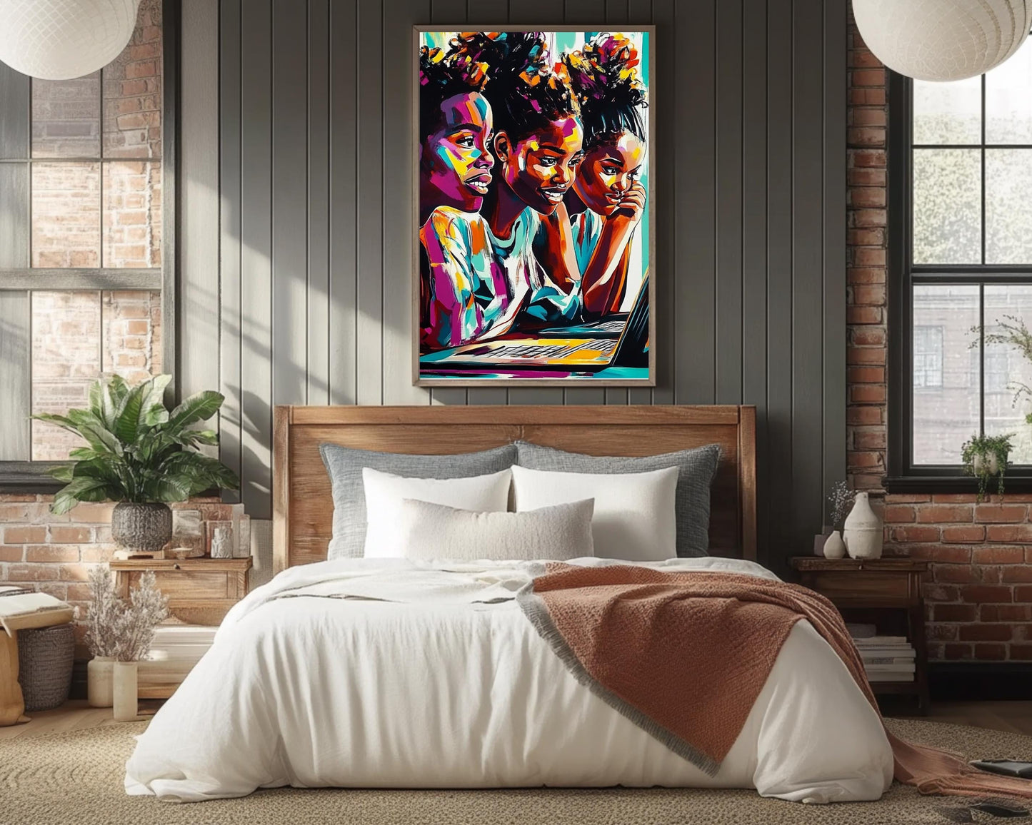 Young Black Women Abstract African American Wall Art