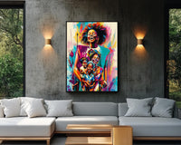 Vibrant abstract canvas art featuring rich colors, perfect for adding a touch of african american wall art to any space.