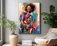 Vibrant abstract canvas art featuring African American themes, perfect for enhancing any space with cultural expression.