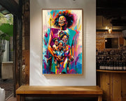 Alternate view of Joyful Black Family Black family wall art canvas print