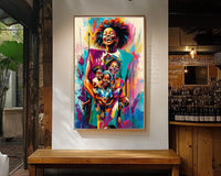 Bold abstract canvas art featuring vibrant colors, perfect for enhancing any space as vibrant african american wall art.