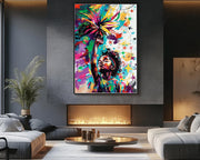 Reach for Stars Black Girl Black children wall art canvas print by MoomZee Artwork