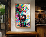 Reach for Stars Black Girl African American wall art featuring a young girl reaching towards a starry sky.