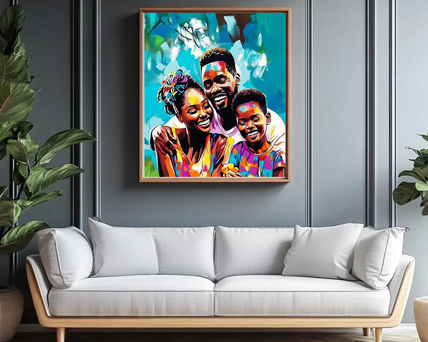 Black Family Picnic | African American Art | Colorful Abstract Canvas Print | Family Bond Wall Art | Joyful Home Decor