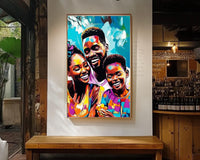 Vibrant canvas art featuring abstract shapes, perfect as African American wall art for modern decor.