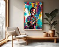 Vibrant abstract african american wall art featuring bold colors and dynamic shapes, perfect for modern decor.