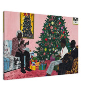 Black Family Christmas Black family wall art canvas print by MoomZee Artwork