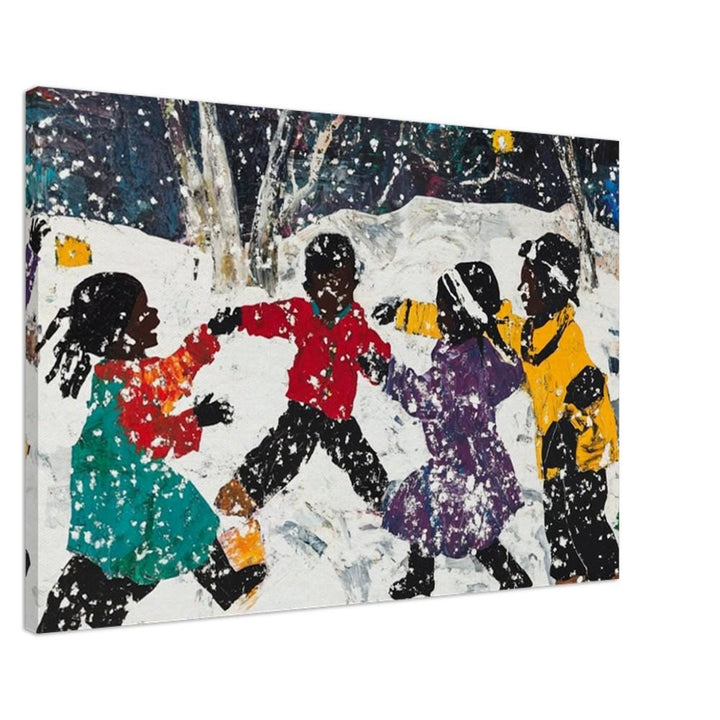 Snowy Christmas Black Children Black children wall art canvas print by MoomZee Artwork