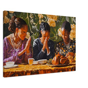 Thanksgiving Prayer Black Family wall art featuring an intricate design celebrating unity and culture. Ideal for African American wall art.