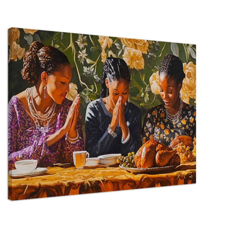 Thanksgiving Prayer Black Family Wall Art