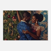 Black Couple Christmas Black love wall art canvas print by MoomZee Artwork