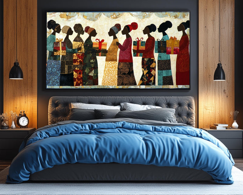 Quilt Style Black Art African American Wall Art Canvas
