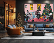 Black Family Christmas cultural wall decor print by MoomZee Artwork