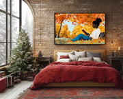 Black Woman Reading Fall African American wall art for home decor