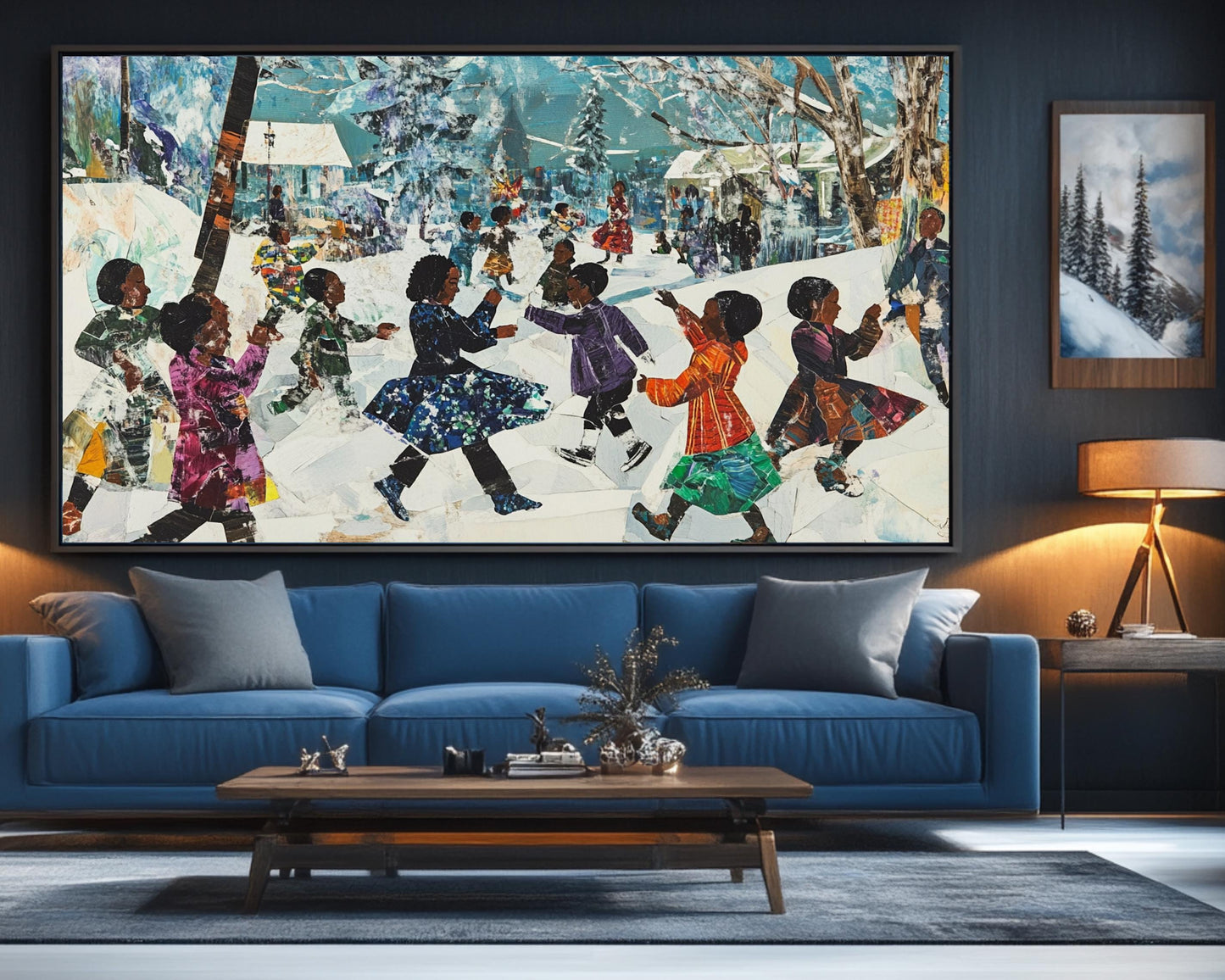 Black Children Playing in the Snow | African American Christmas Art | Festive Winter Scene Canvas | Holiday Wall Decor for Christmas