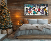 Colorful abstract african american wall art on canvas, showcasing vibrant shapes and patterns in a contemporary style.
