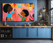 Black Children Decorating Black children wall art canvas print by MoomZee Artwork