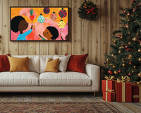 Vibrant abstract canvas art featuring bold colors and shapes, perfect as African American wall art for modern decor.
