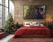 Black Couple Christmas cultural wall decor print by MoomZee Artwork