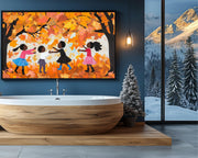 Autumn Leaves Black Children cultural wall decor print by MoomZee Artwork