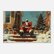 Cozy Black Santa Christmas Black culture wall art canvas print by MoomZee Artwork