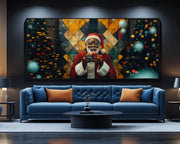 Alternate view of Black Santa with Gifts Christmas Black culture wall art canvas print