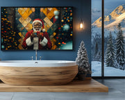 Black Santa with Gifts Christmas cultural wall decor print by MoomZee Artwork