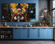 Black Santa with Gifts Christmas Black culture wall art canvas print by MoomZee Artwork