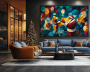Black Santa Giving Gift to Child Christmas Black children wall art for home decor
