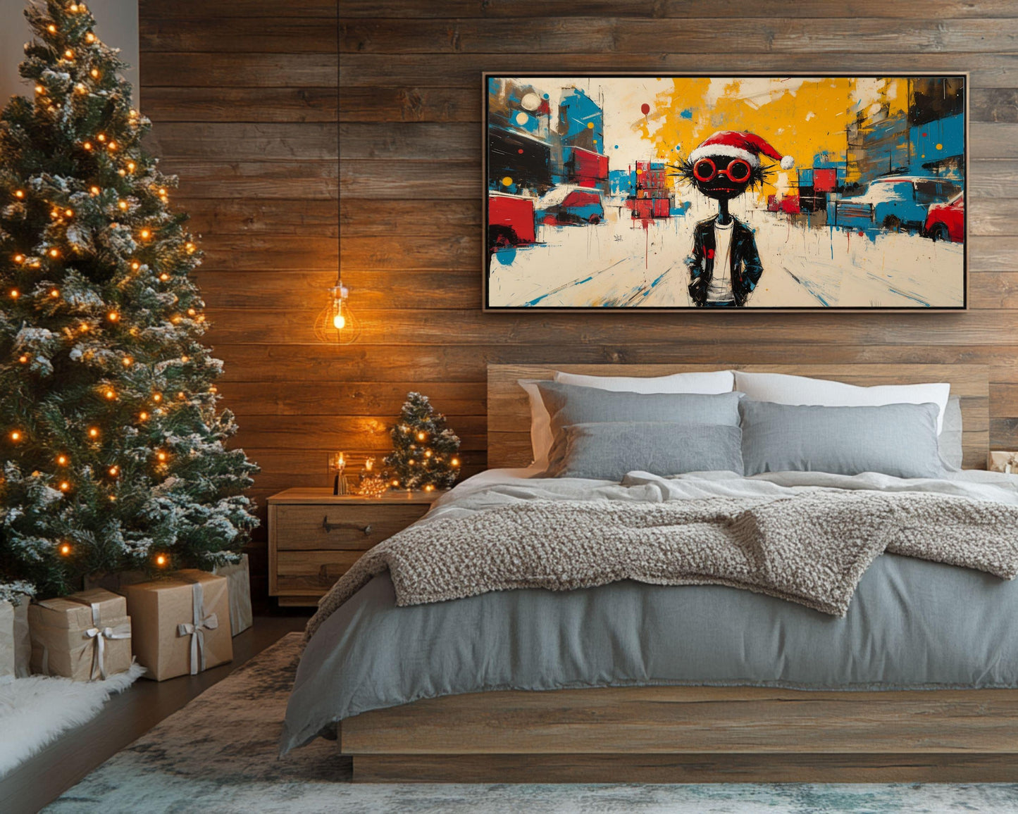 Urban Black Santa Art | Basquiat-Inspired Christmas Wall Print | Abstract Street Art Canvas | Modern Holiday Decor | Unique Christmas Gift