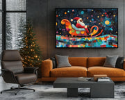 Black Santa Quilt Style Christmas Black culture wall art canvas print by MoomZee Artwork