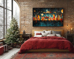 Black Santa Sleigh Ride Over City African American Christmas Wall Art