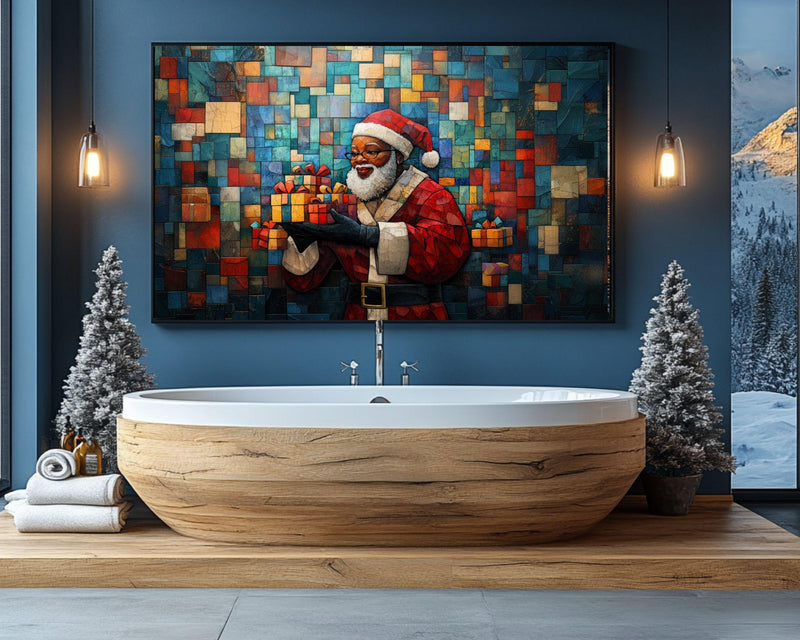 Gift Giving Black Santa African American Wall Art