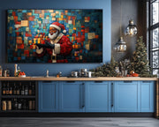 Gift Giving Black Santa Black culture wall art canvas print by MoomZee Artwork