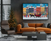 Black Santa Sleigh Christmas Black culture wall art canvas print by MoomZee Artwork